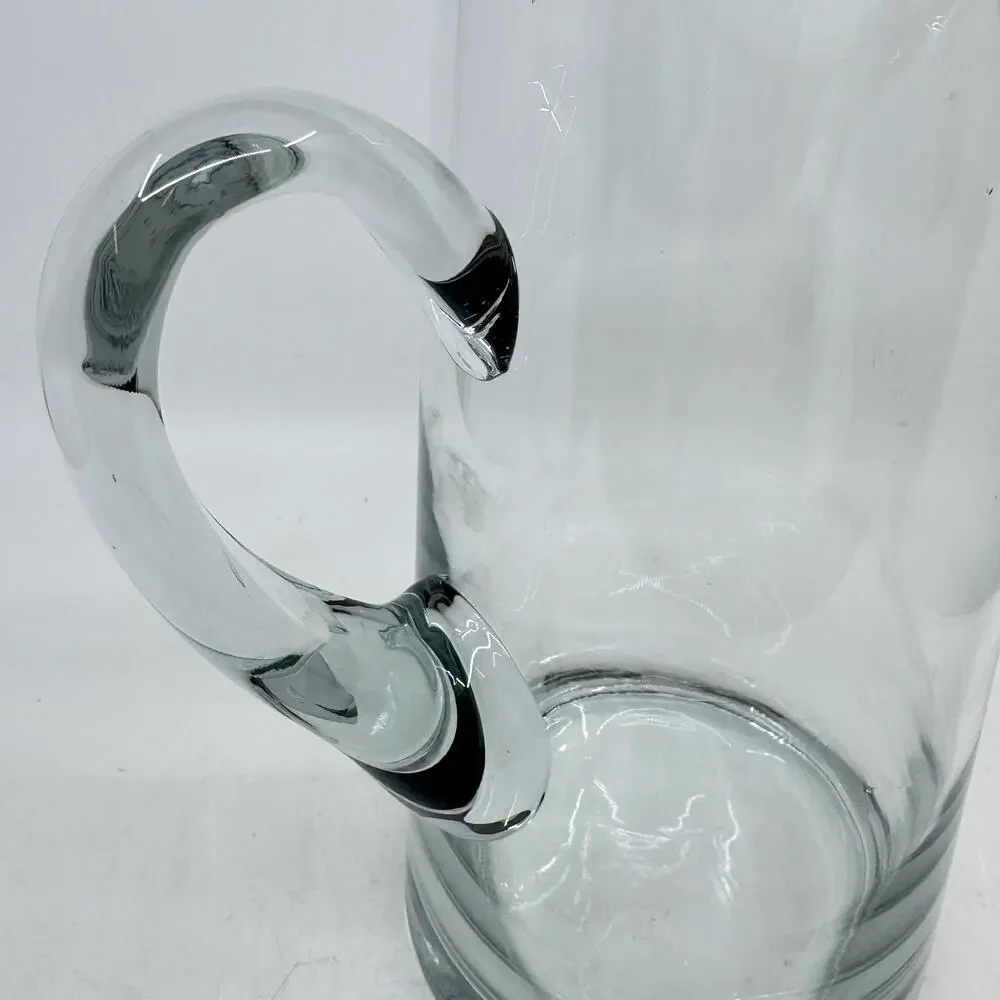 Vintage MCM Hand Blown Clear Glass Pitcher
